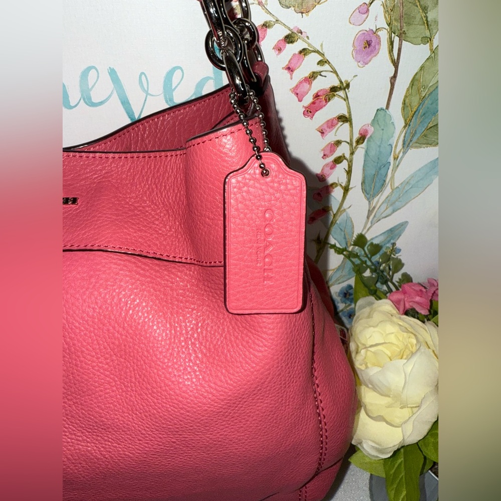 Coach Pink Leather Shoulder Bag - Picture 5 of 15